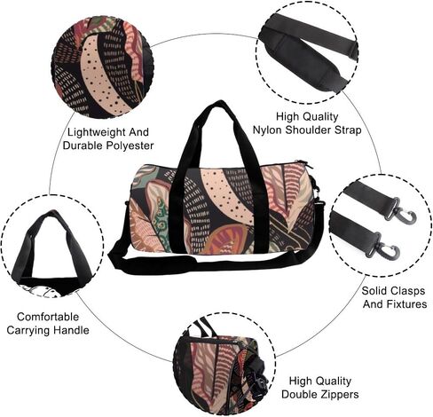 Boho Botanical Foldable Workout Bag For Men Women Oxford Tote Bags Adjustable Shoulder Strap, Convertible Carry Backpack Cute Duffel Bag For Jiu Jitsu Beach Gym Accessories Men in Kuwait