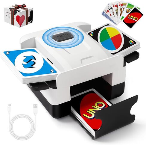 Automatic Card Shuffer 2 Decks, 2000mAh Electric Playing Card Shuffer Machine, Low Noise Portable Deck Shuffer for Poker, Blackjack, UNO, Skip-Bo, Phase 10, Perfect for Home Party Card Games in Saudi Arabia