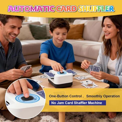 Automatic Card Shuffer 2 Decks, 2000mAh Electric Playing Card Shuffer Machine, Low Noise Portable Deck Shuffer for Poker, Blackjack, UNO, Skip-Bo, Phase 10, Perfect for Home Party Card Games in Saudi Arabia