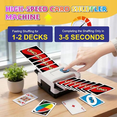 Automatic Card Shuffer 2 Decks, 2000mAh Electric Playing Card Shuffer Machine, Low Noise Portable Deck Shuffer for Poker, Blackjack, UNO, Skip-Bo, Phase 10, Perfect for Home Party Card Games in Saudi Arabia