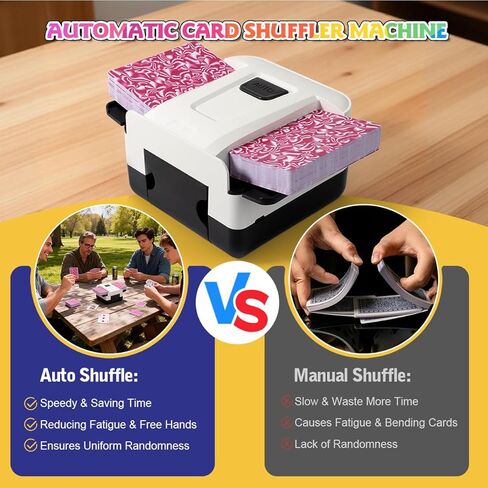 Automatic Card Shuffer 2 Decks, 2000mAh Electric Playing Card Shuffer Machine, Low Noise Portable Deck Shuffer for Poker, Blackjack, UNO, Skip-Bo, Phase 10, Perfect for Home Party Card Games in Saudi Arabia