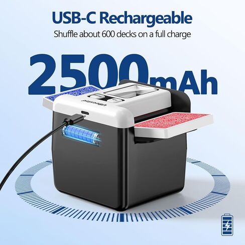 ماكينة خلط البطاقات الأوتوماتيكية من UBeesize لعدد 1-4 أسطح، ماكينة خلط البطاقات القابلة لإعادة الشحن مع أوضاع مزدوجة، ماكينة خلط تلقائية محمولة منخفضة الضوضاء للعب ألعاب الورق مثل البوكر، UNO، Bridge وSkip-Bo in Saudi Arabia