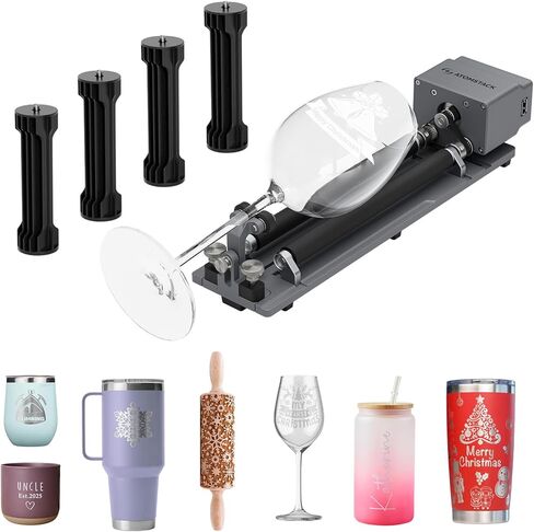 ATOMSTACK MAKER R1 PRO نقش ظرف ليزر دوار بالليزر 4 في 1 نقش ليزر متعدد الوظائف متوافق مع معظم النقش للعناصر غير المنتظمة والأجسام الكروية والأسطوانية رمادي in Kuwait