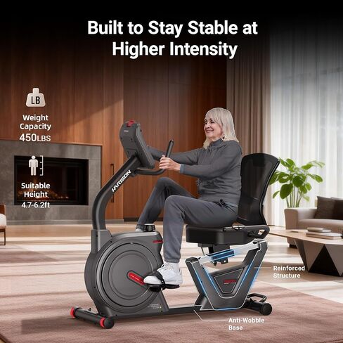 دراجة تمرين هارسون لكبار السن، دراجة مغناطيسية هادئة للاستخدام المنزلي، مقعد مريح، إطار سهل الارتداء، متوافق مع التطبيق in Kuwait