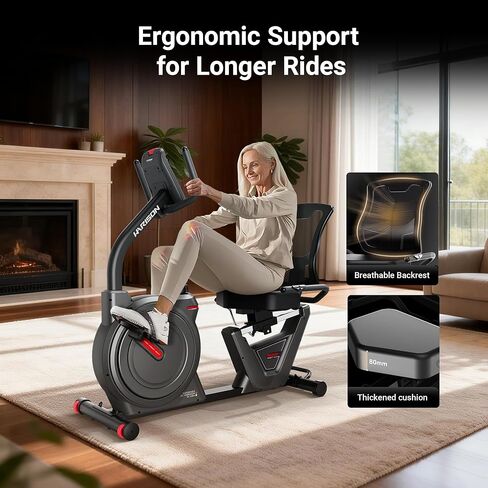 دراجة تمرين هارسون لكبار السن، دراجة مغناطيسية هادئة للاستخدام المنزلي، مقعد مريح، إطار سهل الارتداء، متوافق مع التطبيق in Kuwait