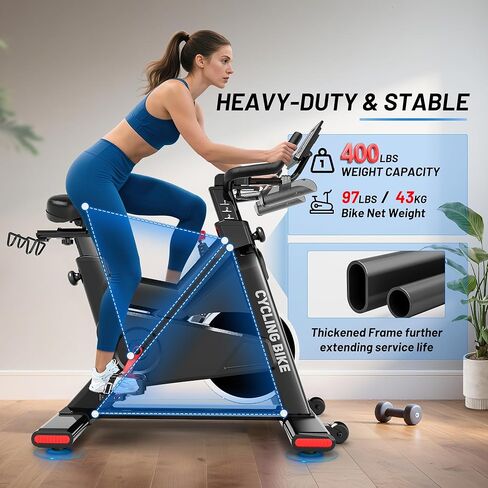 Indoor Exercise Bike, Stationary Bike for Home Cardio with Comfortable Seat Cushion, Adjustable Seat Handle, iPad Holder & 350 lbs Weight Capacity in Kuwait