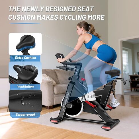 Indoor Exercise Bike, Stationary Bike for Home Cardio with Comfortable Seat Cushion, Adjustable Seat Handle, iPad Holder & 350 lbs Weight Capacity in Kuwait
