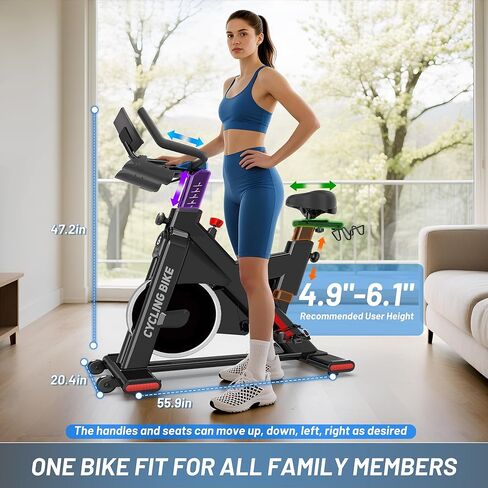 Indoor Exercise Bike, Stationary Bike for Home Cardio with Comfortable Seat Cushion, Adjustable Seat Handle, iPad Holder & 350 lbs Weight Capacity in Kuwait