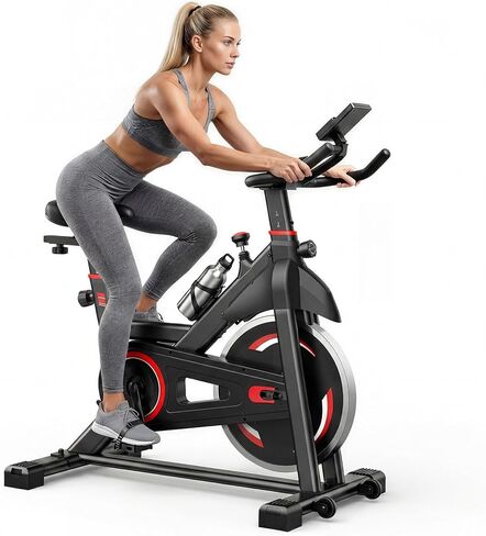 دراجة تمرين نيوبوليج مع التطبيق، دراجات ثابتة للمنزل، دراجة تمرين للبالغين وكبار السن، آلة دورة، ارتفاع قابل للتعديل ومقاومة، ضوضاء منخفضة، سعة وزن 265 رطل، سهلة التجميع in Kuwait