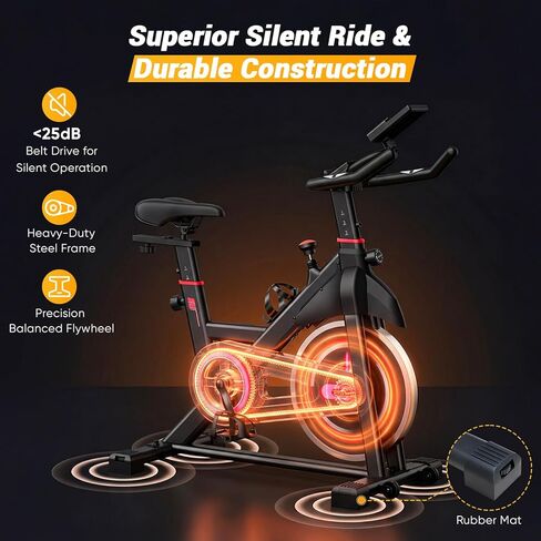 دراجة تمرين نيوبوليج مع التطبيق، دراجات ثابتة للمنزل، دراجة تمرين للبالغين وكبار السن، آلة دورة، ارتفاع قابل للتعديل ومقاومة، ضوضاء منخفضة، سعة وزن 265 رطل، سهلة التجميع in Kuwait