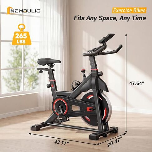 دراجة تمرين نيوبوليج مع التطبيق، دراجات ثابتة للمنزل، دراجة تمرين للبالغين وكبار السن، آلة دورة، ارتفاع قابل للتعديل ومقاومة، ضوضاء منخفضة، سعة وزن 265 رطل، سهلة التجميع in Kuwait