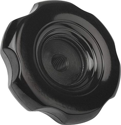 Kipp 06830-83112 Duroplast/Steel Six Lobe Knob with M12 Internal Thread, Metric, High-Gloss Polished Finish, 83 mm Diameter, 40 mm Height, Black in Kuwait
