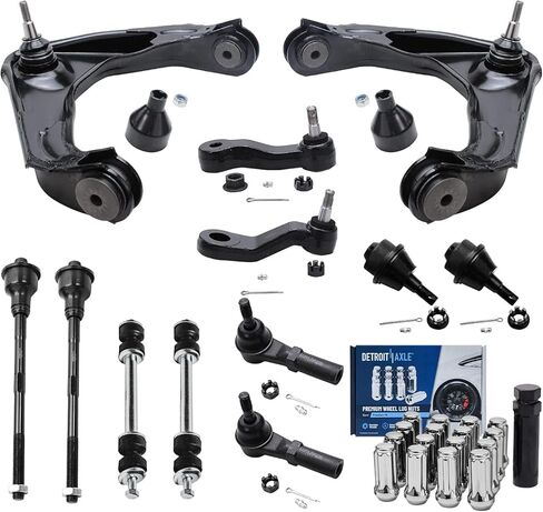 Detroit Axle - 4WD Front End Kit for Chevy Blazer S10 GMC Jimmy Sonoma Isuzu Hombre Oldsmobile Bravada, Upper Control Arms Lower Ball Joints Sway Bars Tie Rods Adjusting Sleeves Idler Arm Replacement in Kuwait