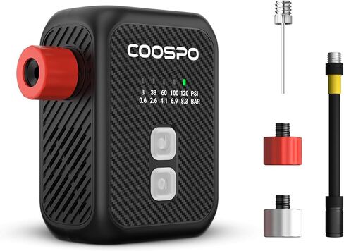 CooSpo Mini Electric Bike Pump, Max 120 PSI, Multiple Presets Available, Auto Shut-Off Air Pump with Presta/Schrader Valves for All Bicycles, Ball, Car Accessories in Kuwait