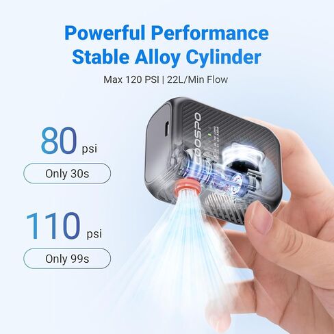 CooSpo Mini Electric Bike Pump, Max 120 PSI, Multiple Presets Available, Auto Shut-Off Air Pump with Presta/Schrader Valves for All Bicycles, Ball, Car Accessories in Kuwait