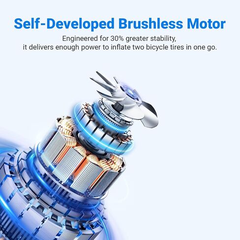 CooSpo Mini Electric Bike Pump, Max 120 PSI, Multiple Presets Available, Auto Shut-Off Air Pump with Presta/Schrader Valves for All Bicycles, Ball, Car Accessories in Kuwait