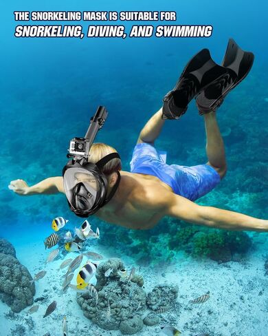 WSTOO Mask Fins Snorkel Set,Snorkeling Gear for Adults,Full Face Snorkel Mask & Adjustable Swim Fins,Dry Top System Anti-Fog Anti-Leak in Saudi Arabia