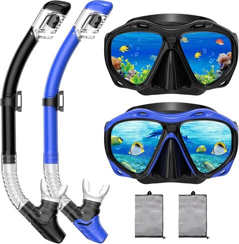 Snorkeling Gear for Adults, Panoramic Wide View Mask Dry Snorkel Set, Leak-Proof and Anti-Fog Snorkel Kit with Mesh Bag in Saudi Arabia