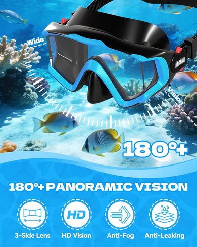 Aegend Snorkeling Gear for Kids Youth - Anti-Fog Diving Mask, Adjustable Fins & Dry Snorkel, Full Snorkel Kit for Snorkeling, Diving, Scuba Diving & Swimming in Saudi Arabia