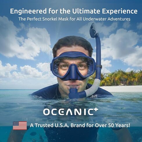 Oceanic Snorkel Combo Set Adult – Premium Snorkeling Gear for Adults with Dry-Top Snorkel & Tempered Glass Mask – Leak-Proof Silicone Seal for Clear Underwater Vision in Saudi Arabia