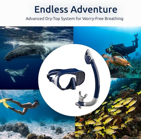 Oceanic Snorkel Combo Set Adult – Premium Snorkeling Gear for Adults with Dry-Top Snorkel & Tempered Glass Mask – Leak-Proof Silicone Seal for Clear Underwater Vision in Saudi Arabia