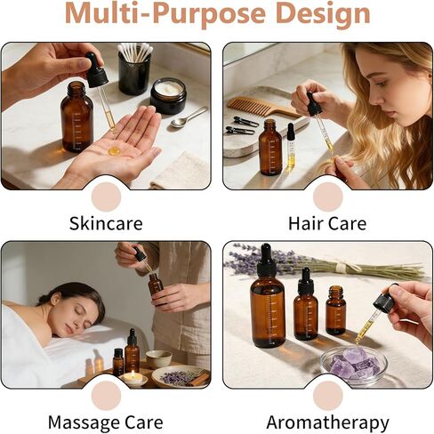 48 Pack 2oz Dark Amber Dropper Bottles with Measurement, 60ml Leakproof Tincture Bottles with Eye Dropper for Essential Oils, Perfume, Hair Oil, Liquids in Saudi Arabia