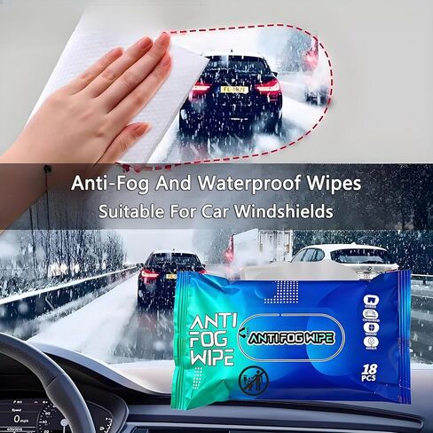 90 قطعة مناديل مضادة للضباب للزجاج الأمامي للسيارة والخوذة - منع الضباب على الزجاج الأمامي يدوم طويلاً ومنظف الزجاج الداخلي - آمنة لواقي الدراجات النارية ونظارات التزلج والمرايا - إزالة الضباب بسرعة ورؤية واضحة in Kuwait