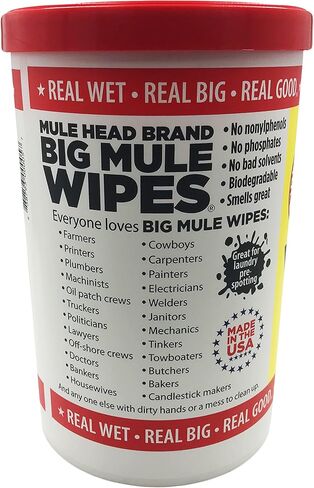 مناديل مبللة كبيرة - 6 مناديل مبللة ذات رأس ميول، عدد 72 مزيل للزيوت والشحوم/الأوساخ in Kuwait