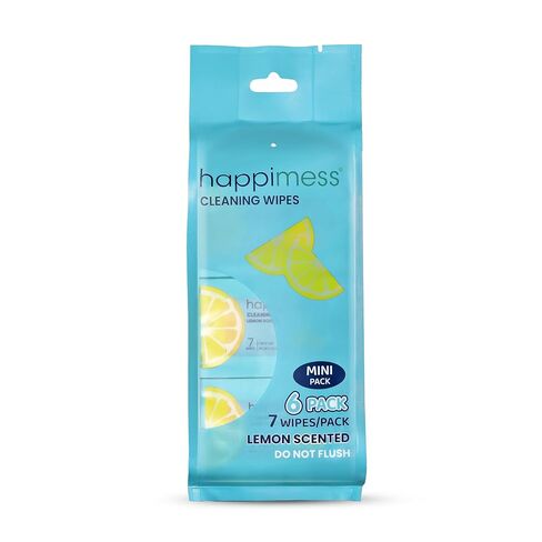 happimess WPE1005A-6SET مناديل تنظيف متعددة الأسطح أثناء التنقل، مناديل سفر معطرة بالليمون، 36 عبوة صغيرة، 7 مناديل في كل عبوة (252 منديل إجمالي) in Kuwait