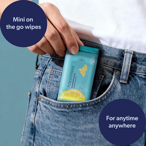 happimess WPE1005A-6SET On-the-Go Multi-Surface Cleaning Wipes, Lemon Scented Travel Wipes, 36 Mini Packs, 7 Wipes Per Pack (252 Total Wipes) in Saudi Arabia