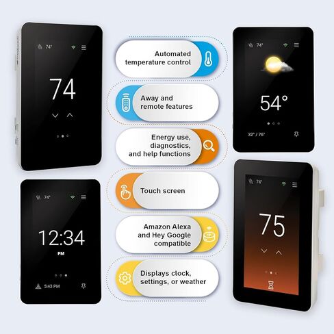 SunTouch SunStat ConnectPlus Touchscreen Programmable Smart Voice-Activated Wi-Fi Thermostat for Electric Floor Heating Systems, 4.3" Screen, Floor and Air Sensing Control, Remote Access in Saudi Arabia