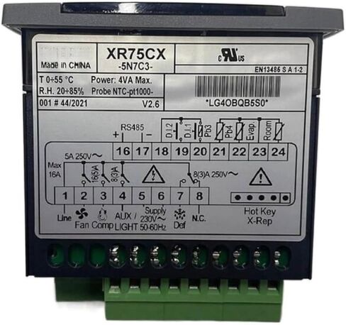جهاز التحكم الرقمي في درجة الحرارة XR75CX-5N7C3، 230 فولت/50-60 هرتز مع مجسات NTC/pt1000، مخرج مرحل للضاغط والمروحة والتحكم في إزالة الجليد في مبردات التجميد التجارية، اتصال RS485 in Saudi Arabia