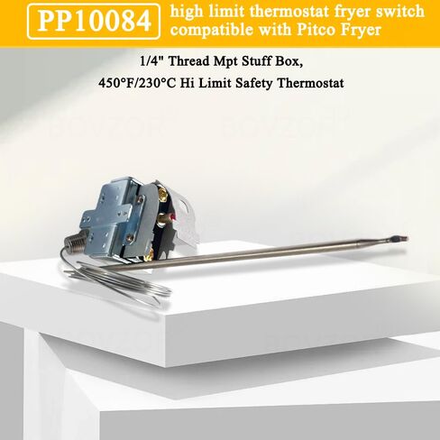 PP10084 High Limit Thermostat Switch Replacement for Pitco Fryer 4CH4002-R, 450°F/230°C Safety Switch with Manual Reset, 1/4" MPT Thread, Compatible with VF35 MGII SG14 45C+ 18S 18 E500D in Kuwait