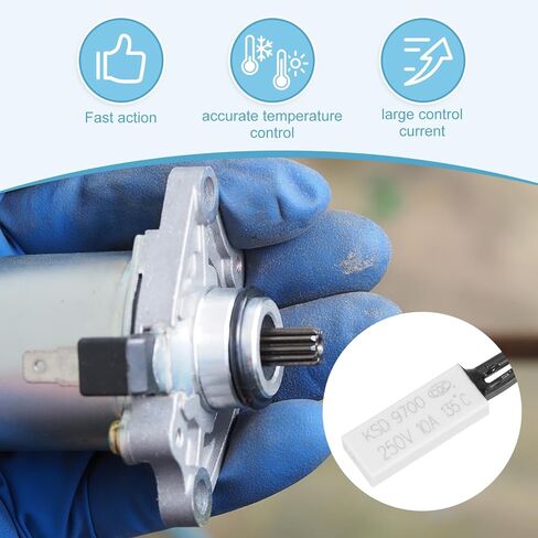 MECCANIXITY 5 قطع KSD9700 ترموستات 135 درجة مئوية/275 درجة فهرنهايت مفتاح درجة حرارة مغلق عادة واقي حراري NC 10A 250V وحدة تحكم في درجة الحرارة البلاستيكية للأجهزة الكهربائية ومعدات المحركات in Kuwait