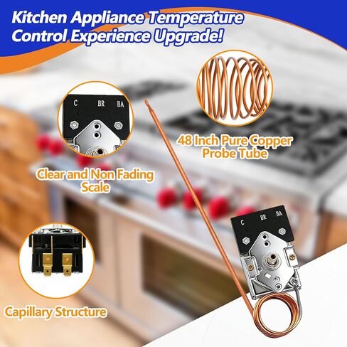 KKTB-18-48 ترموستات فرن مناسب لروبرتشو KKTB-18-48 ترموستات نطاق فرن الفرن لأنبوب شعري 48 بوصة، 5 أمبير 120 فولت تيار متردد، أقصى درجة حرارة 599 درجة فهرنهايت استبدل G36X03-030900-1 in Kuwait