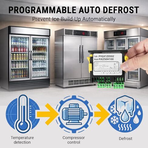 Replacement for Carel PJEZS0H100 Temperature Controller, 115V Digital Thermostat with Dual NTC Sensor Probes & Mounting Hardware, Programmable Refrigerator Temperature Control for Commercial Freezer in Saudi Arabia