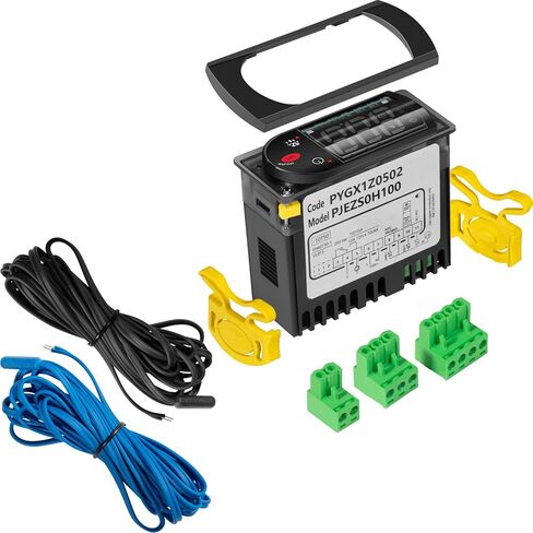 Replacement for Carel PJEZS0H100 Temperature Controller, 115V Digital Thermostat with Dual NTC Sensor Probes & Mounting Hardware, Programmable Refrigerator Temperature Control for Commercial Freezer in Saudi Arabia