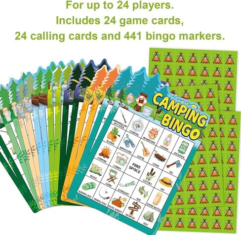 Fancy Land Camping Bingo Game for Kids 24 Players Die Cut Outdoor Adventure Game Summer Graduation Party Supply in Kuwait