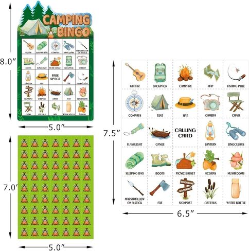 Fancy Land Camping Bingo Game for Kids 24 Players Die Cut Outdoor Adventure Game Summer Graduation Party Supply in Kuwait