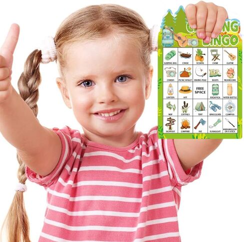 Fancy Land Camping Bingo Game for Kids 24 Players Die Cut Outdoor Adventure Game Summer Graduation Party Supply in Kuwait