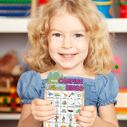 Fancy Land Camping Bingo Game for Kids 24 Players Die Cut Outdoor Adventure Game Summer Graduation Party Supply in Kuwait