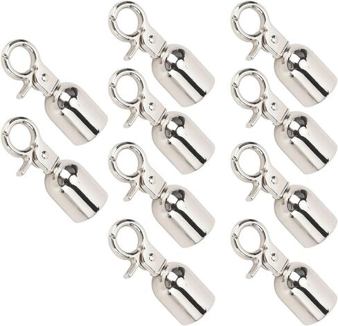 Dioche Cord End Caps 10 Sets Rope End Stopper with Snap Hook – 15.5mm Diameter Zinc Alloy Cord Caps & 15.8mm Long Screws – Secure Hold for Bags, Shoes, Luggage Accessories (Silver) in Saudi Arabia
