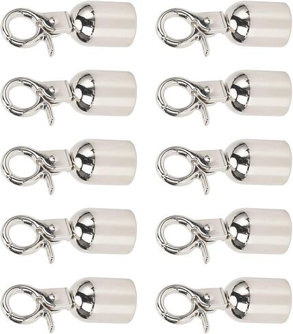 Dioche Cord End Caps 10 Sets Rope End Stopper with Snap Hook – 15.5mm Diameter Zinc Alloy Cord Caps & 15.8mm Long Screws – Secure Hold for Bags, Shoes, Luggage Accessories (Silver) in Saudi Arabia