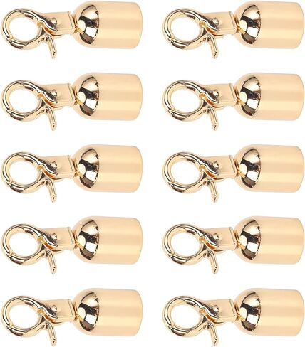 Dioche Cord End Caps 10 Sets Rope End Stopper with Snap Hook – 15.5mm Diameter Zinc Alloy Cord Caps & 15.8mm Long Screws – Secure Hold for Bags, Shoes, Luggage Accessories (Gold) in Saudi Arabia