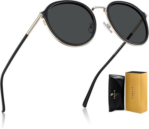 Carfia Retro Acetate نظارة شمسية مستقطبة للنساء حماية الأشعة فوق البنفسجية ، أزياء الحاجب المعدني للسيدات ظلال النظارات in Saudi Arabia