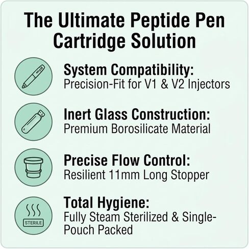 3ml Pen Peptide,Glass Replacement Peptide Pen Cartridges Compatible with V1 & V2 Pens,Individually Packaged. (Clear10Pack) in Saudi Arabia