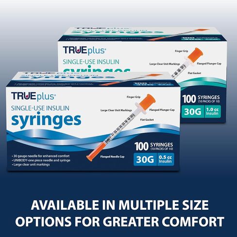 TRUEplus Single-Use Insulin Syringes, 30G 0.3cc 5/16 Inch Needle Length, 100 Count (10 Packs of 10) in Kuwait