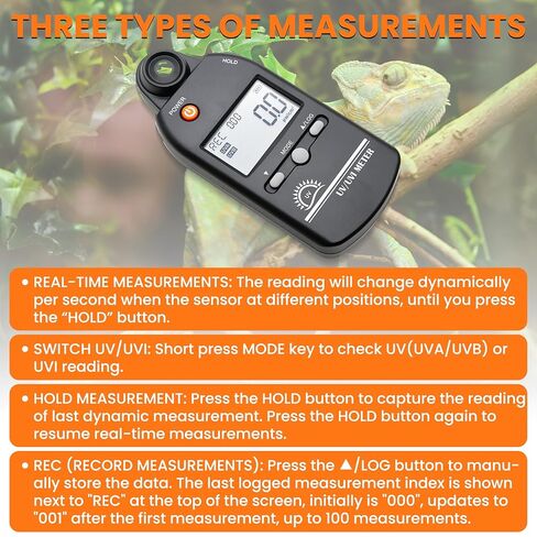 UV Light Meter Professional UV Monitors Measurable of UVA & UVB Light Measure Tester with 280-400nm Range Portable UV Sunlight Tester for Reptile and Home (Model AMT309) in Saudi Arabia