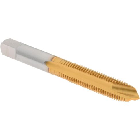 صنبور حلزوني، M10x1.25 متري ناعم، 3 مزامير، سدادة شطب، HSS، مطلي بالقصدير، طول الخيط 1-1/4 بوصة، اليد اليمنى، D3 in Saudi Arabia