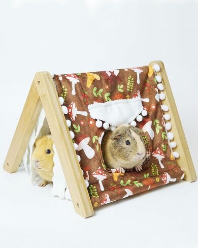 Guinea Pig Hideout, Sturdy Bamboo Small Animal House with Window, Rabbit Bunny Tunnel, Easy to Assemble for Hamsters Bunny Rat Chinchillas Playing Hiding, Guinea Pig Cage Accessories, Green in Kuwait